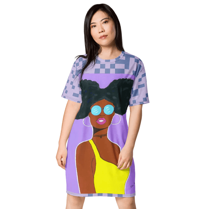Afro American girl - (acrylic painting picture) - art by Dina R. - T-Shirt Dress product image (1)