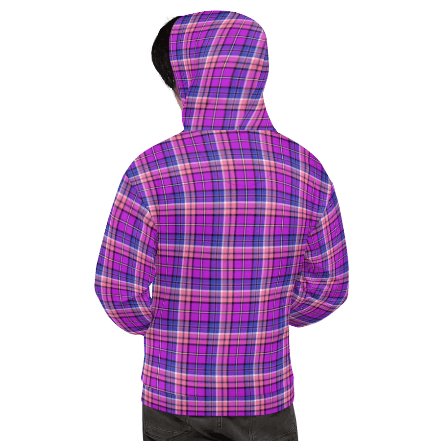 Bright Purple, Pink, and Blue Plaid Hoodie product image (9)