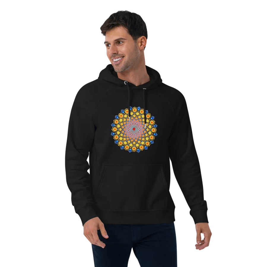 Orange Sunflower Mandala Unisex Eco Hoodie product image (4)
