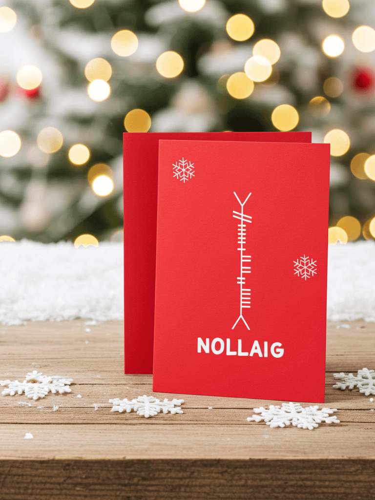 Nollaig Ogham Christmas Card – Celtic Irish Script Design product image (1)
