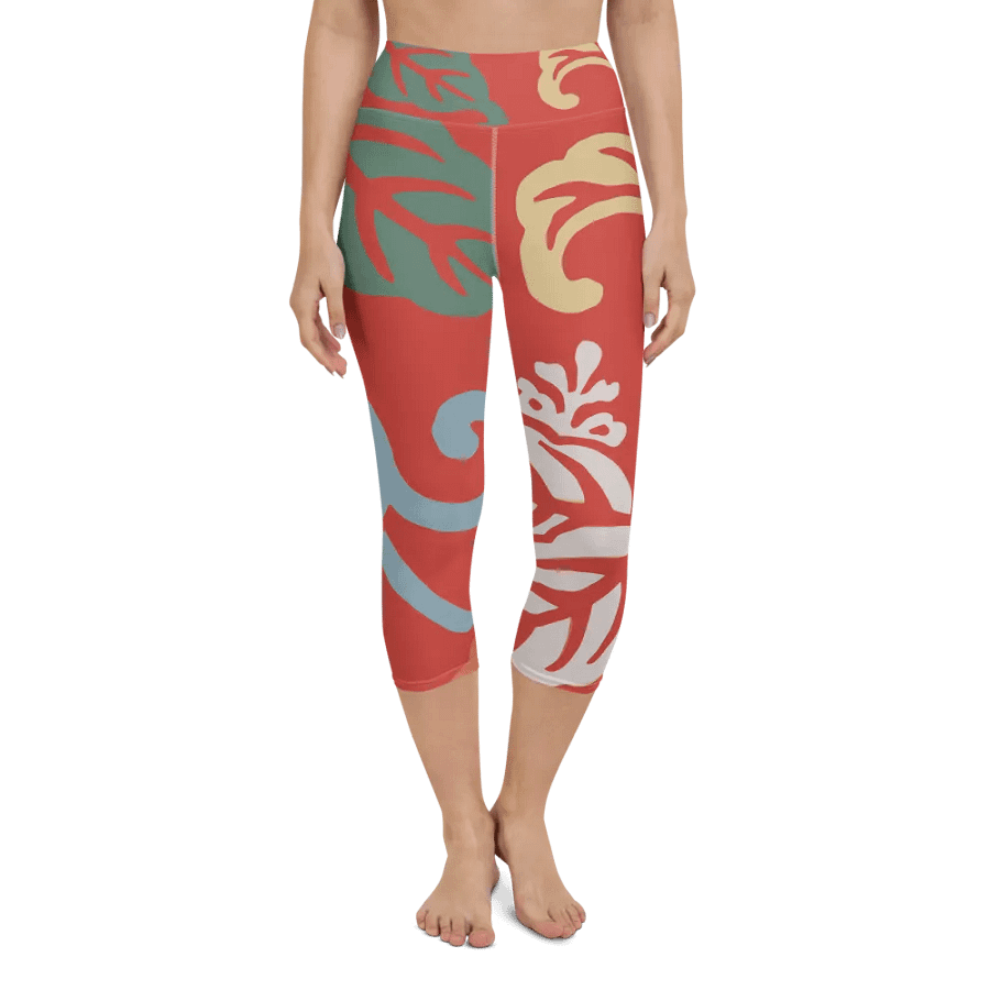 Japanese Vintage Floral Capri Yoga Leggings product image (5)