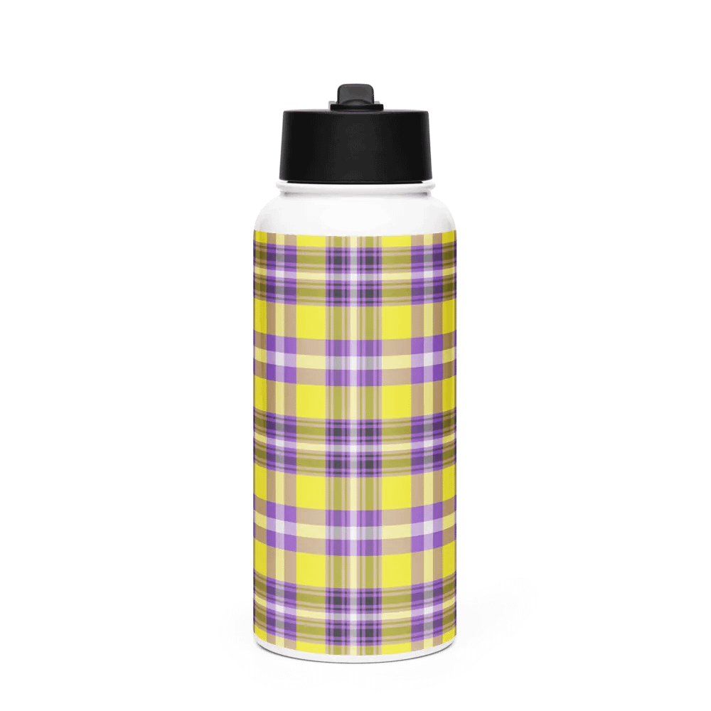 Yellow and Purple Plaid Water Bottle product image (4)