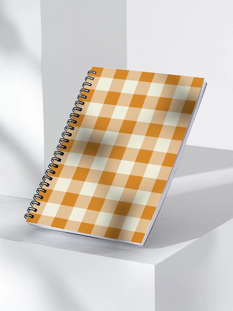 Orange & Cream Gingham Boho Bullet Journal – Spiral Notebook with Dotted Pages & Creative Planner product image (3)