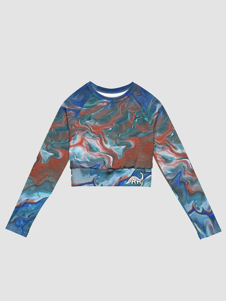 Metallic Orange Fluid Acrylic All-Over Print Long Sleeve Crop Top product image (1)