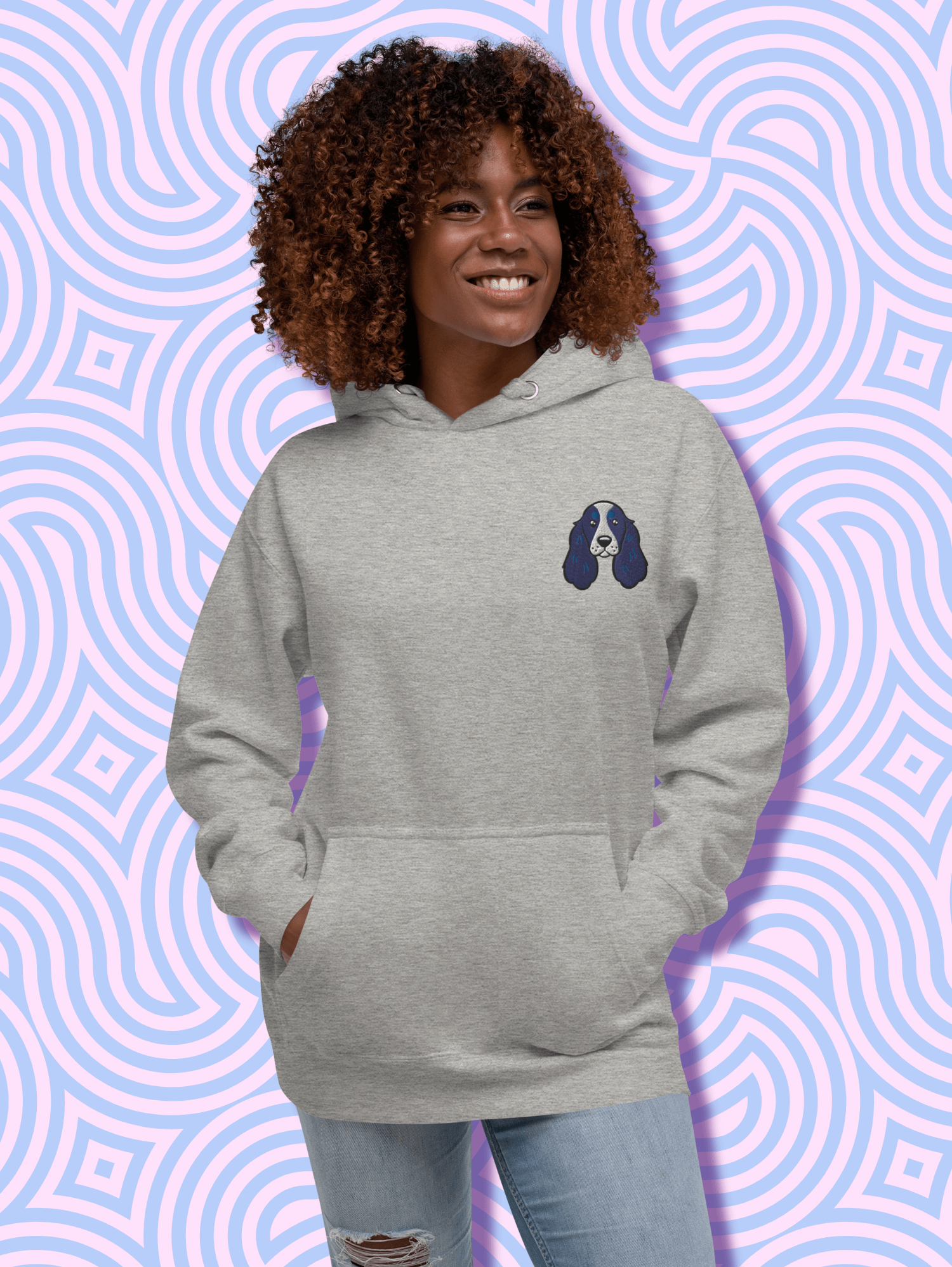 Cute English Cocker Spaniel Embroidered Premium Hoodie product image (3)