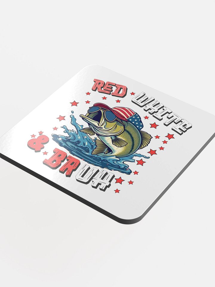 Red White And Bruh Fishing Patriotic Cork Coaster product image (1)