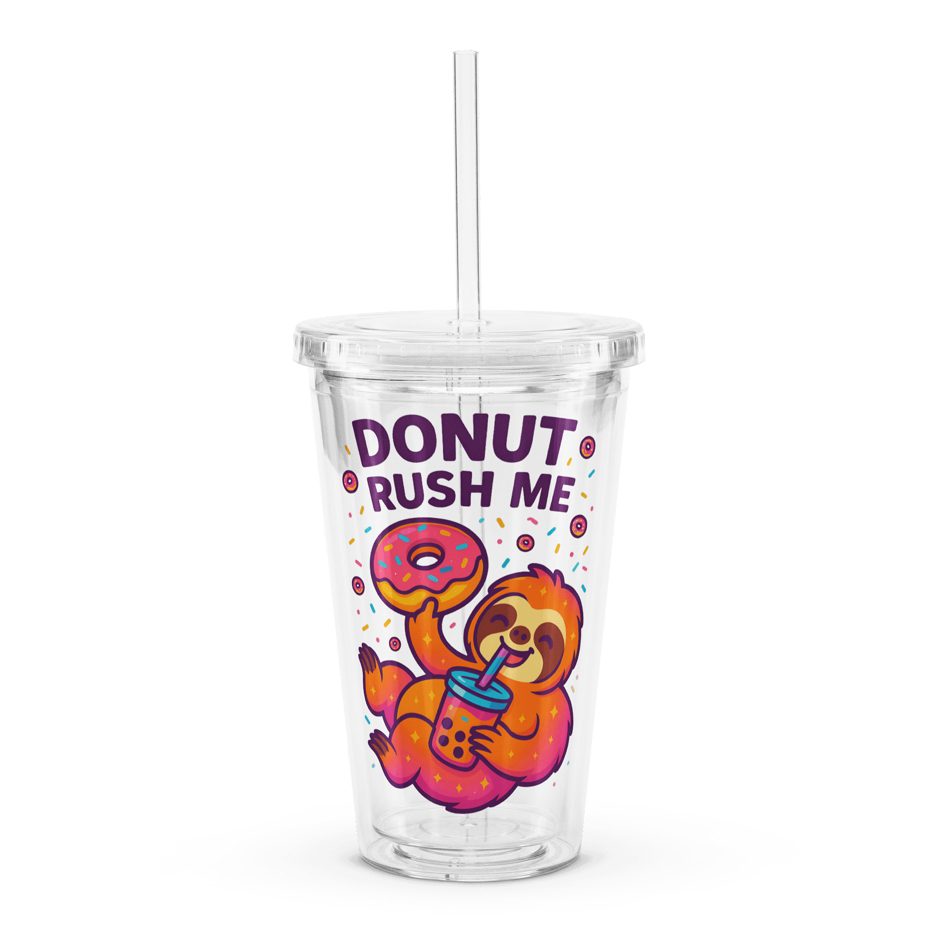 Donut Rush Me – Funny Sloth Tumbler | Sloths Having Snacks Collection product image (1)