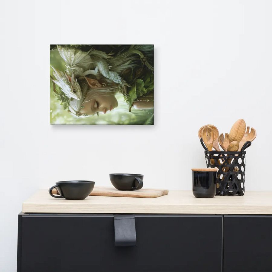 Young elf with her small dragon on the shoulder - Canvas product image (14)