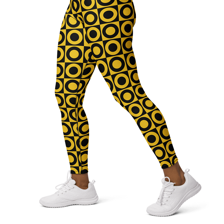 Retro Circles Leggings - Black and Yellow Geometric Pattern product image (3)