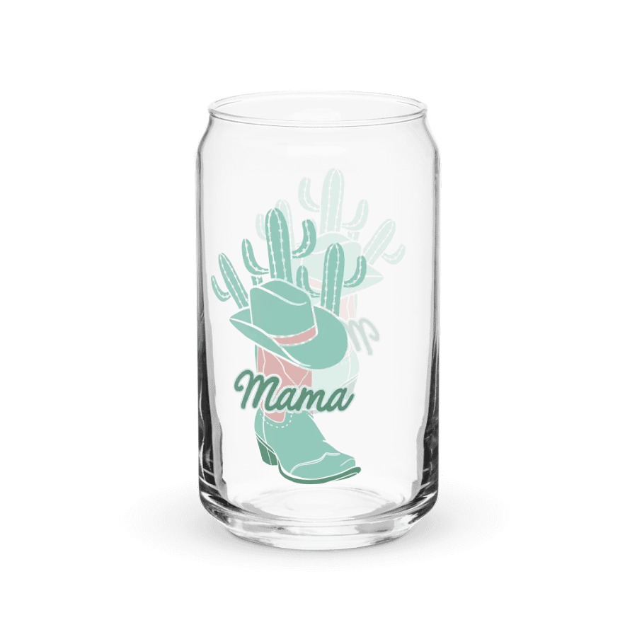 Cactus Mama Western Print Glass Can Cup With Or Without Lid product image (8)