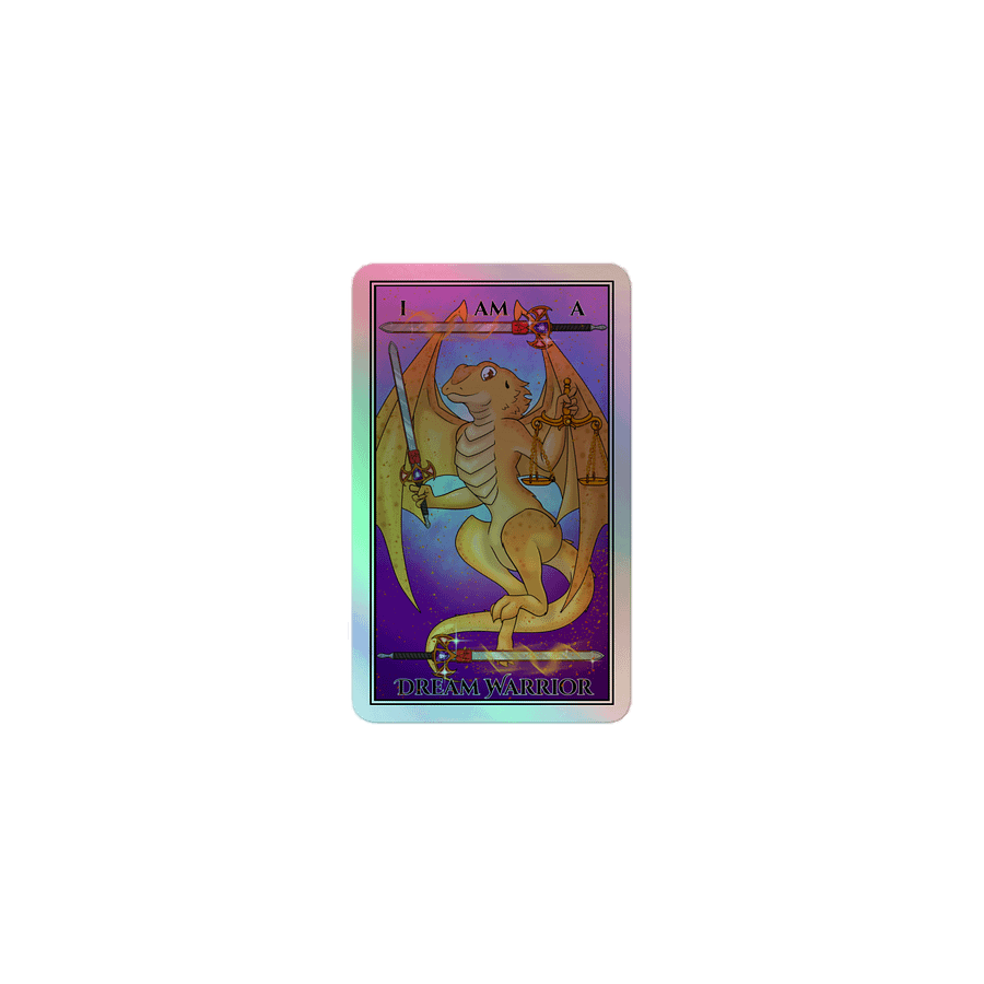 Day of the Dragon "Justice" Tarot Card Holographic Sticker product image (1)