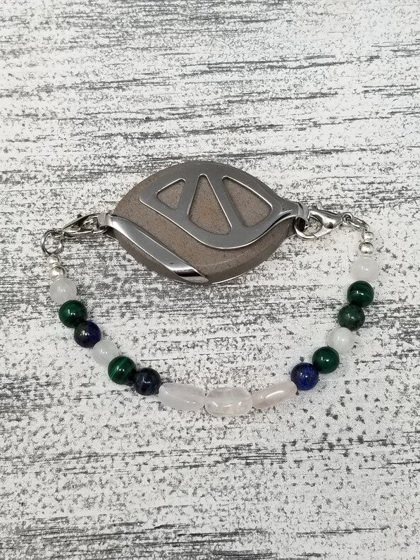 Divine Heart Chakra Bracelet | Chrysocolla, Malachite, Rose Quartz & Moonstone | Handmade Accessory for Bellabeat Leaf Urban & Ivy product image (2)