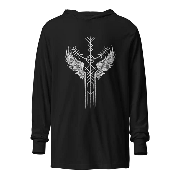 The Valkyrie Stave Hooded Long Sleeve Tee (grunge print) product image (1)