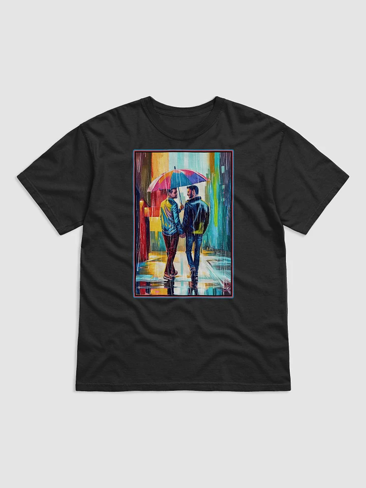 Gay Couple In The Rain – Colorful Two Hearts T-Shirt product image (3)