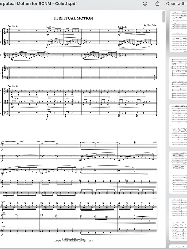 Perpetual Motion (for flute, clarinet, trumpet, marimba, violin, viola and cello) product image (1)