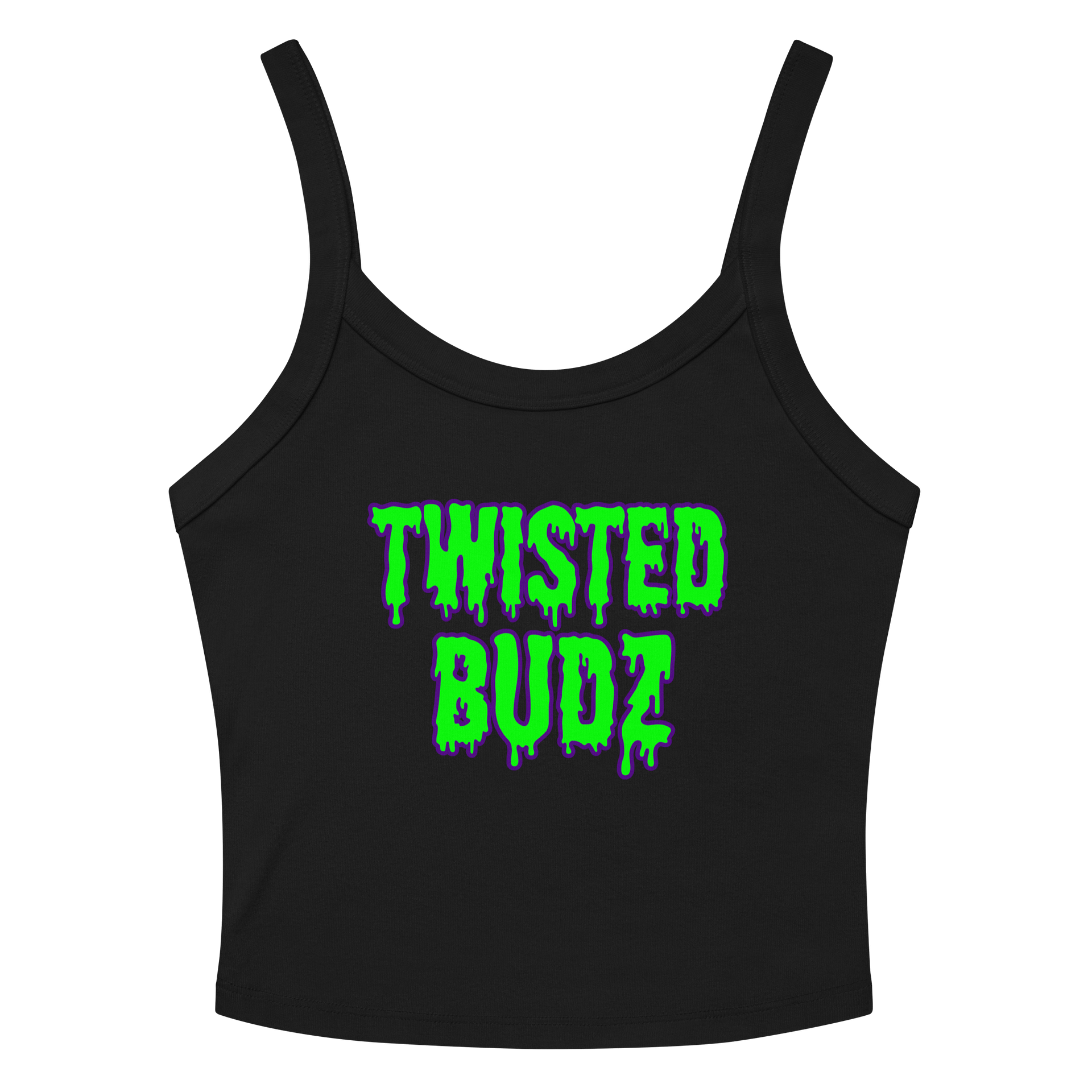 Twisted Budz Weird Weedy Women’s Black Tank Top, 420 Stoner Summertime Cannabis Shirt, Pothead Punk Rock Reefer Green Ganja Goth Beach Style product image (2)