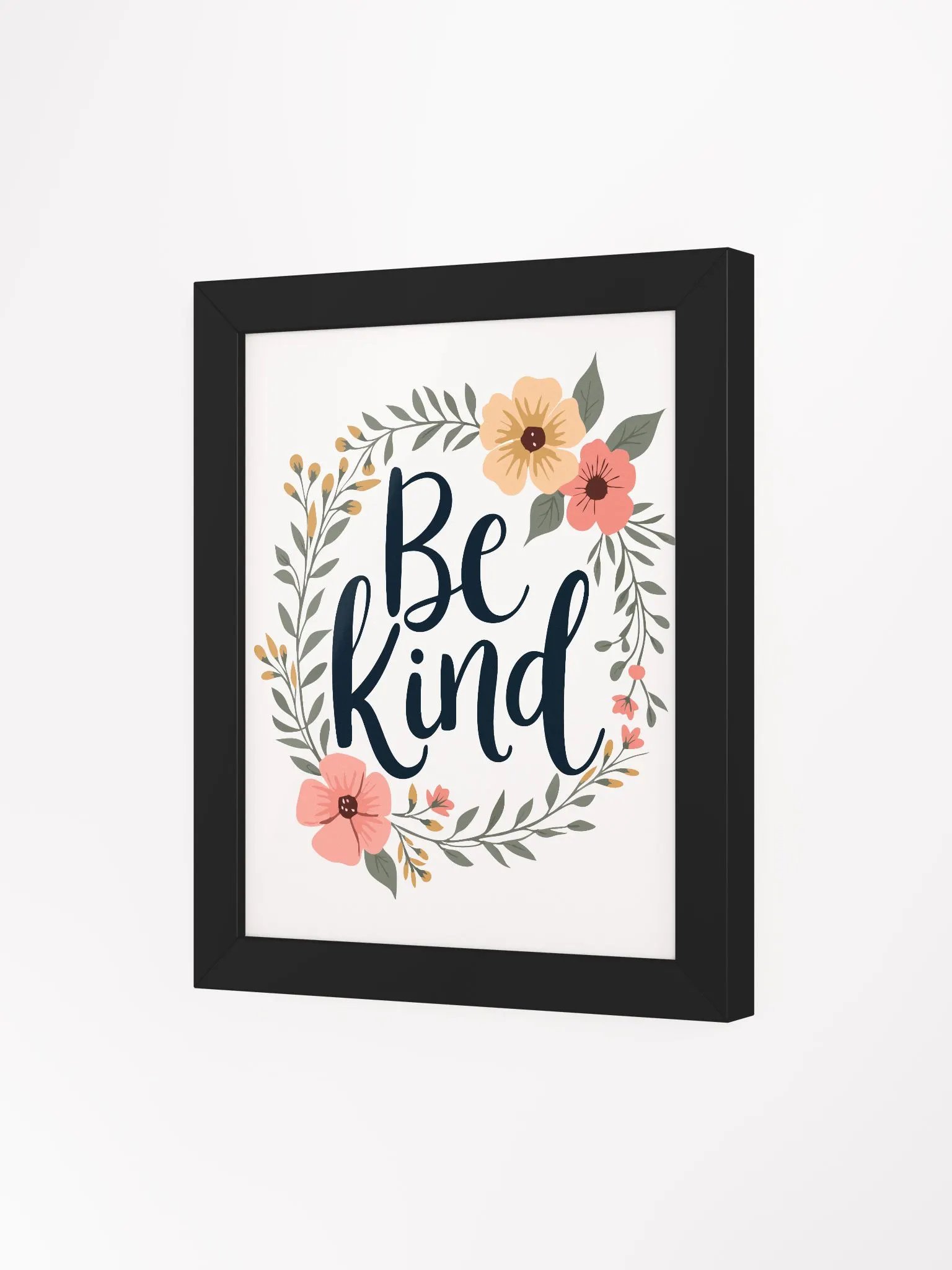 Inspirational ‘Be Kind’ Floral Wreath Framed Poster - Perfect for Home Decor product image (77)