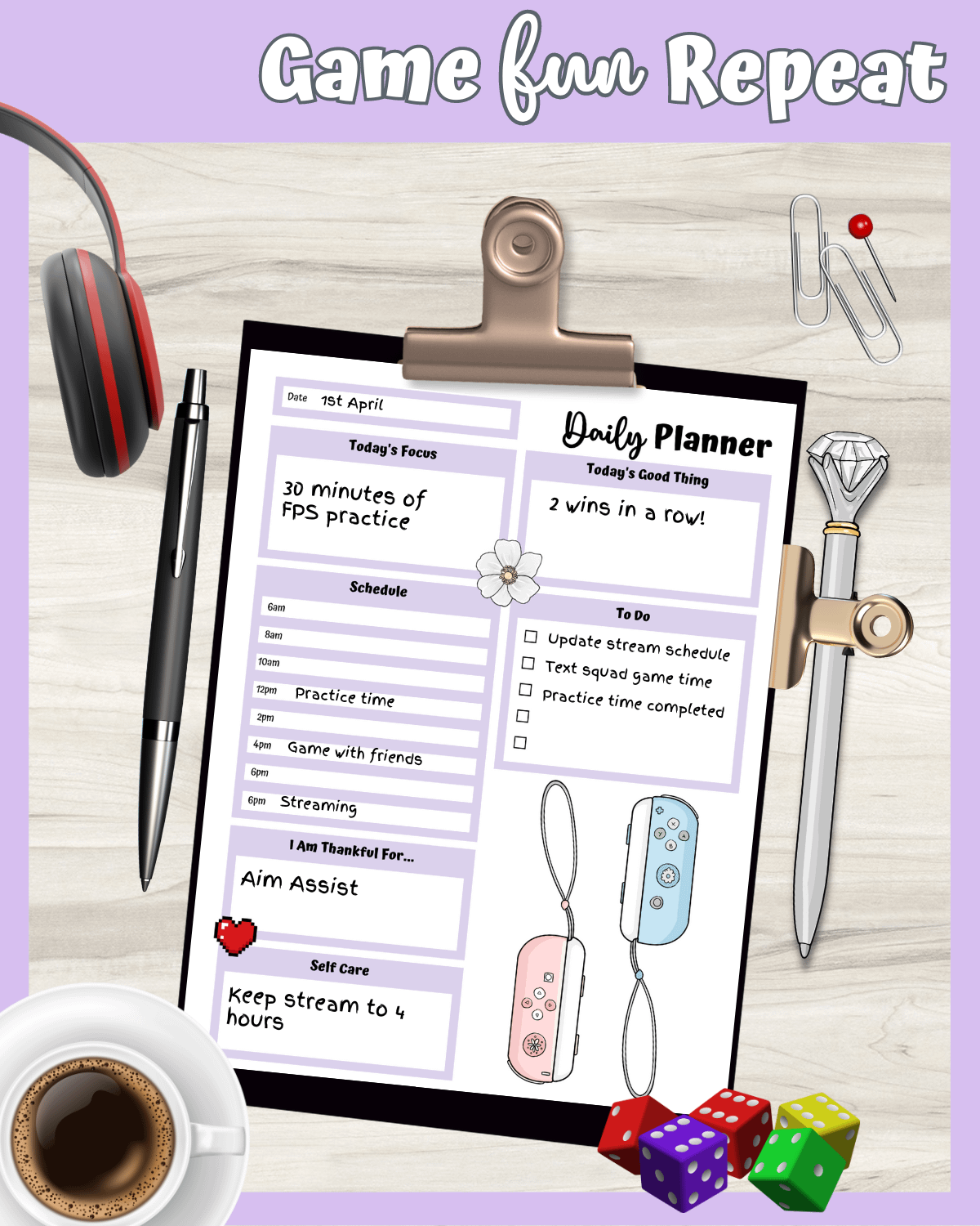 Purple Printable Planner - Gamer Themed product image (2)