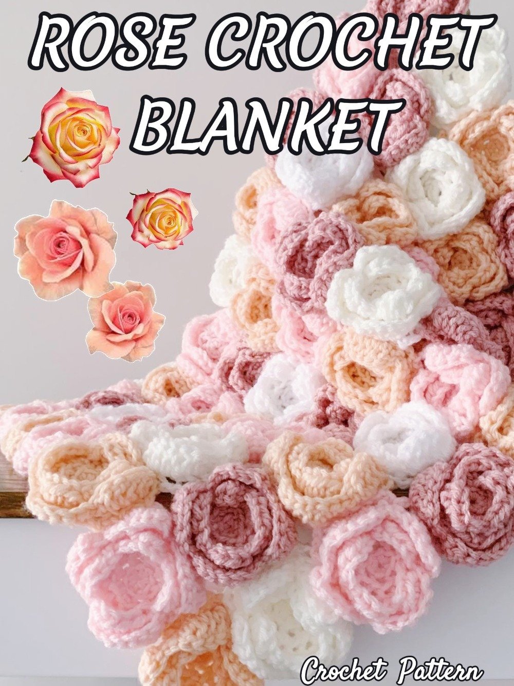 Tea Rose Baby Blanket Crochet Pattern & Video, Tea Rose Throw Blanket Home Decor Accent product image (4)