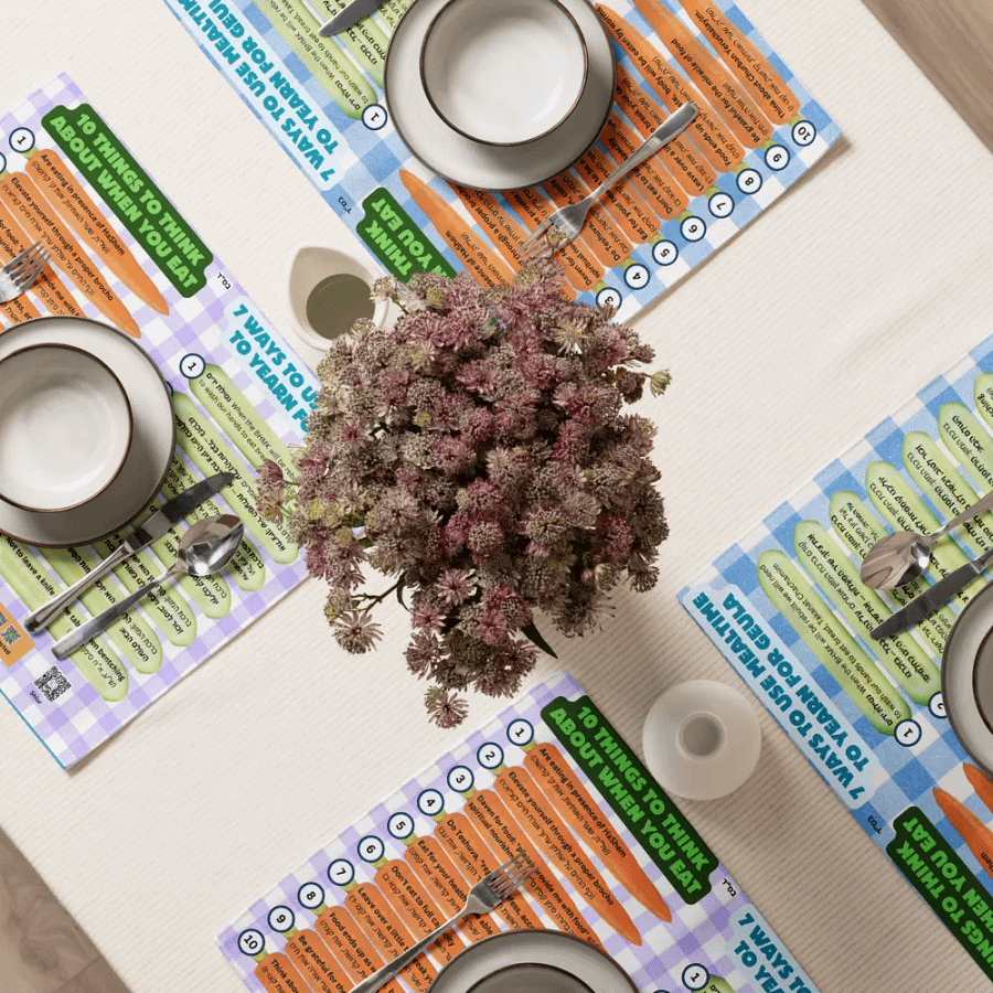 Placemat Set (4): 10 Things to think about when you Eat, 7 Ways to Yearn for Geula when you Eat product image (9)