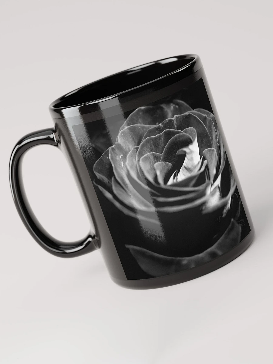 Dark Black and White Rose Black Coffee Mug product image (5)