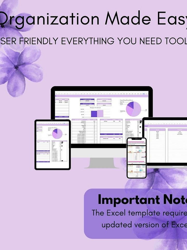 Easy Purple Budget Planner for Google Sheet Monthly Budget Spreadsheet Personal Finance Tracker Money Management Spreadsheet product image (2)