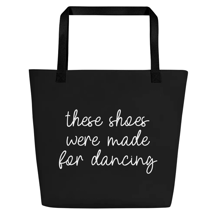Shoe Bag Tote | Black with White Logo and Quote product image (1)
