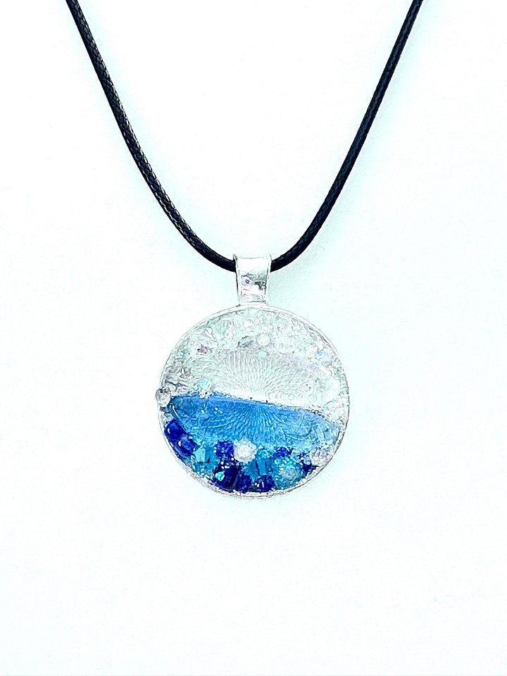 Horizon Sea Glass Pendant Necklace | Handmade Bead & Sea Glass Art | Coastal Charm Jewelry by Monique Faella Designs™ | MFD-00016 product image (2)
