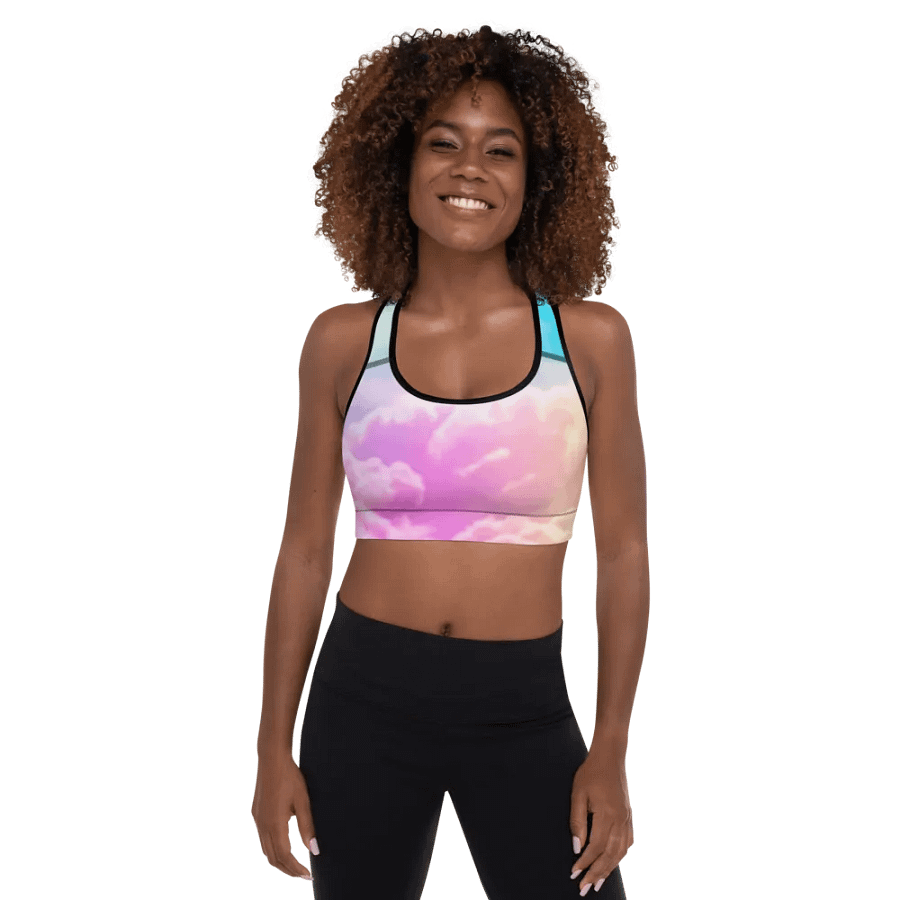 Blur cloud rainbow Design Padded Sports Bra - v7 product image (7)