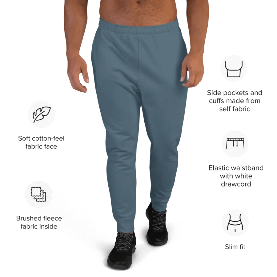 Plain Dark Greyish Blue Soft Summer Recycled Polyester Premium Men's Joggers by Treasure Pie product image (9)