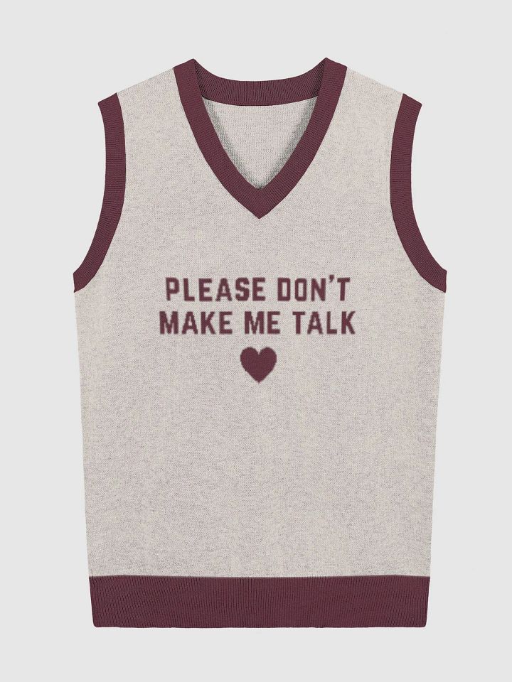 PLEASE DON'T MAKE ME TALK (tan and maroon) knitwear vest product image (2)