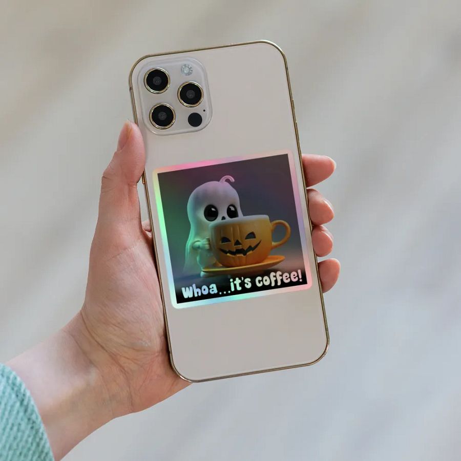 Spooky Coffee Ghost Holographic Sticker Sheet product image (8)