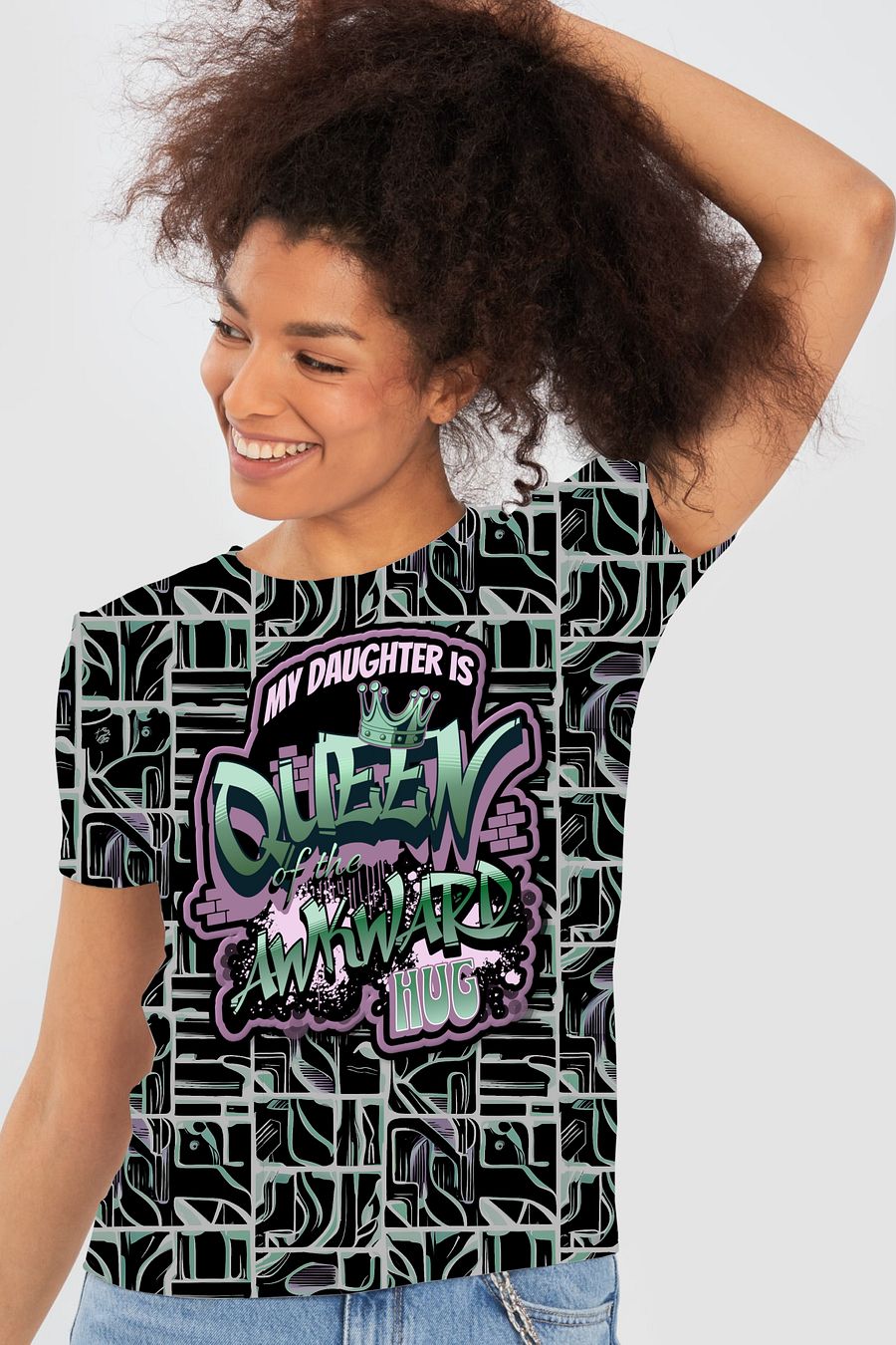 Queen of the Awkward Hug #Autism All Over Print T-shirt product image (2)