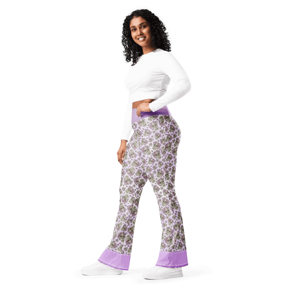 Smoky Lilac Skull & Rose Flare Leggings product image (7)