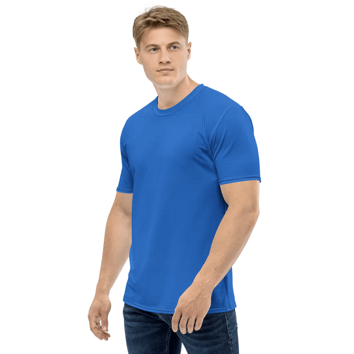 Plain Cobalt Blue Light Summer Men's Crewneck Polyester Heavyweight Premium T-Shirt by Treasure Pie product image (2)
