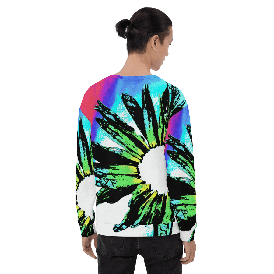 Abstract Vibrant Green Daisy Unisex Sweatshirt product image (12)