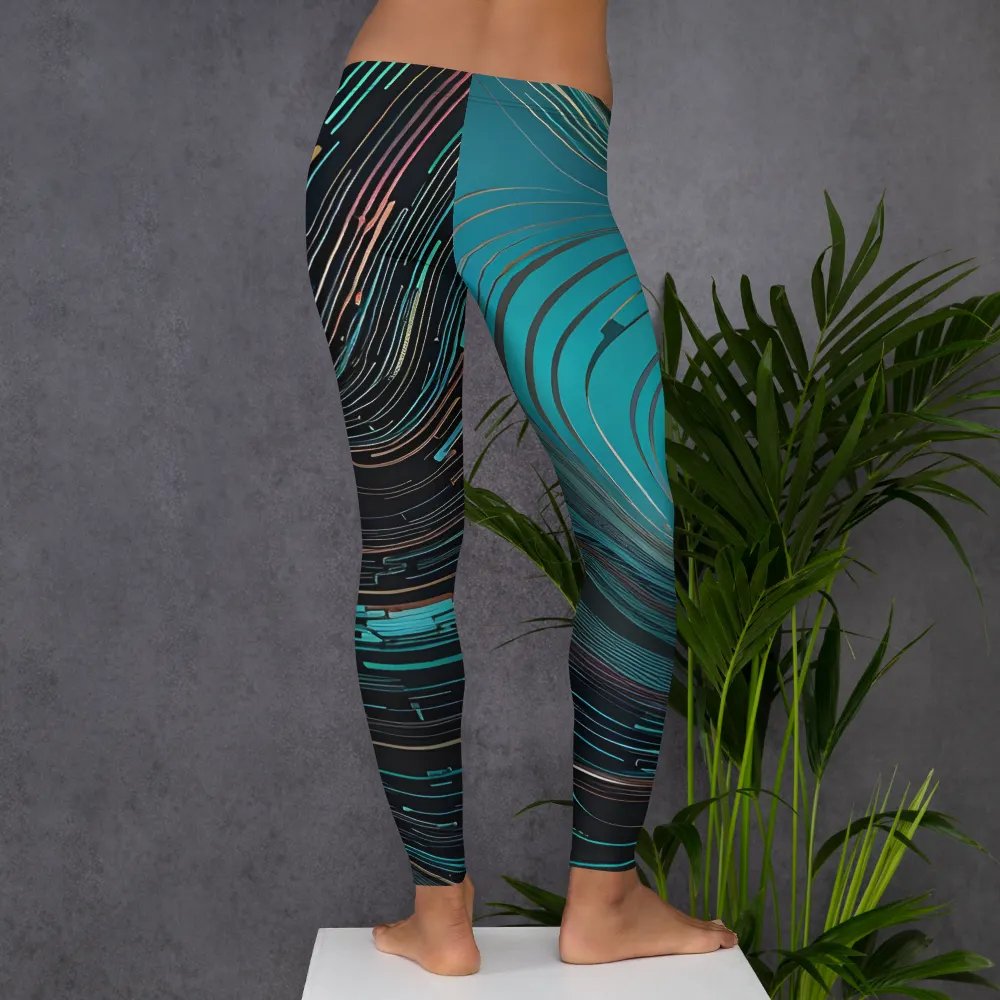 Abstract Psychedelic Neon Blue Motion All-Over Print Leggings product image (7)