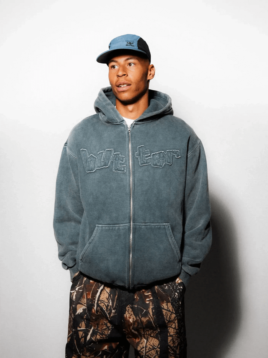 Mineral Wash Zip-Thru Hood, Charcoal product image (1)