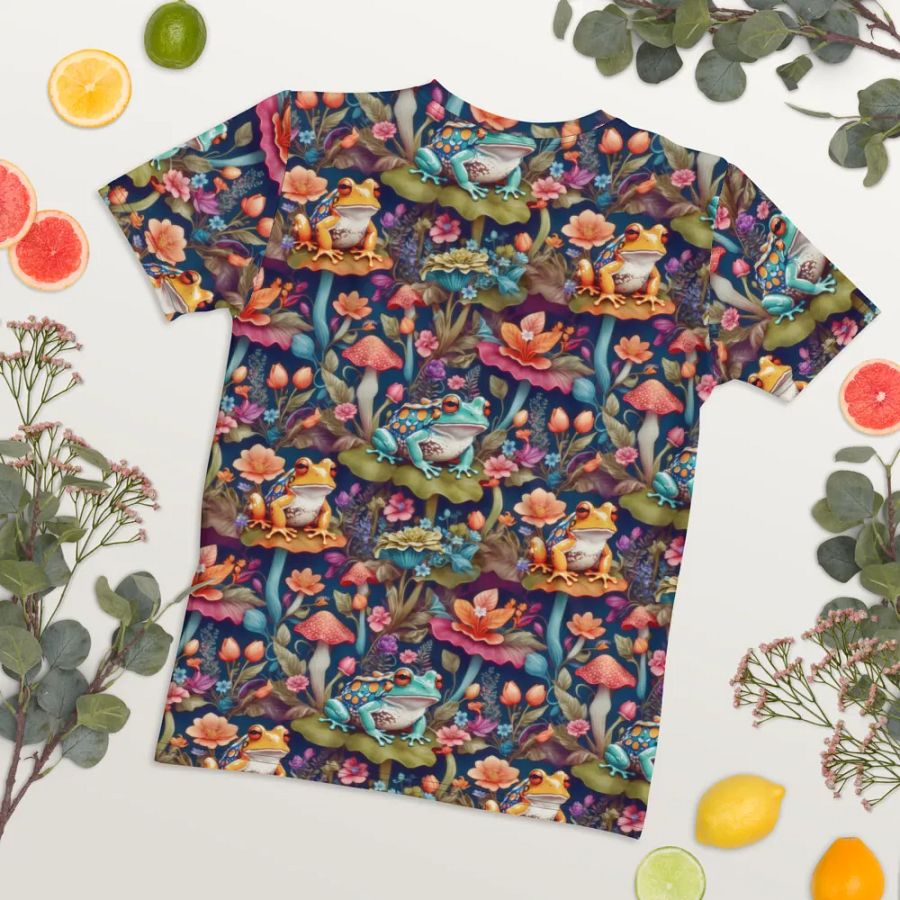Mushroom Frogs Floral All Over Print T-shirt product image (8)