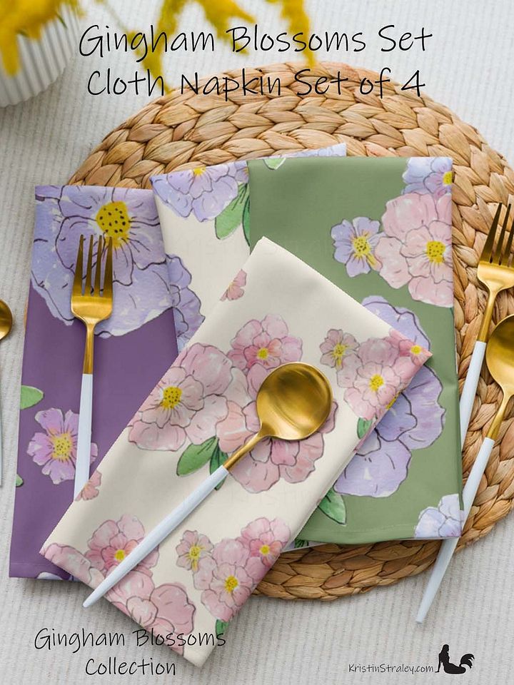 Gingham Blossoms Cloth Napkins Set of 4 product image (1)