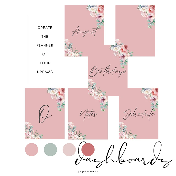 Floral Pink Digital Planner Dashboards and Notebook Covers- Portrait Orientation product image (1)