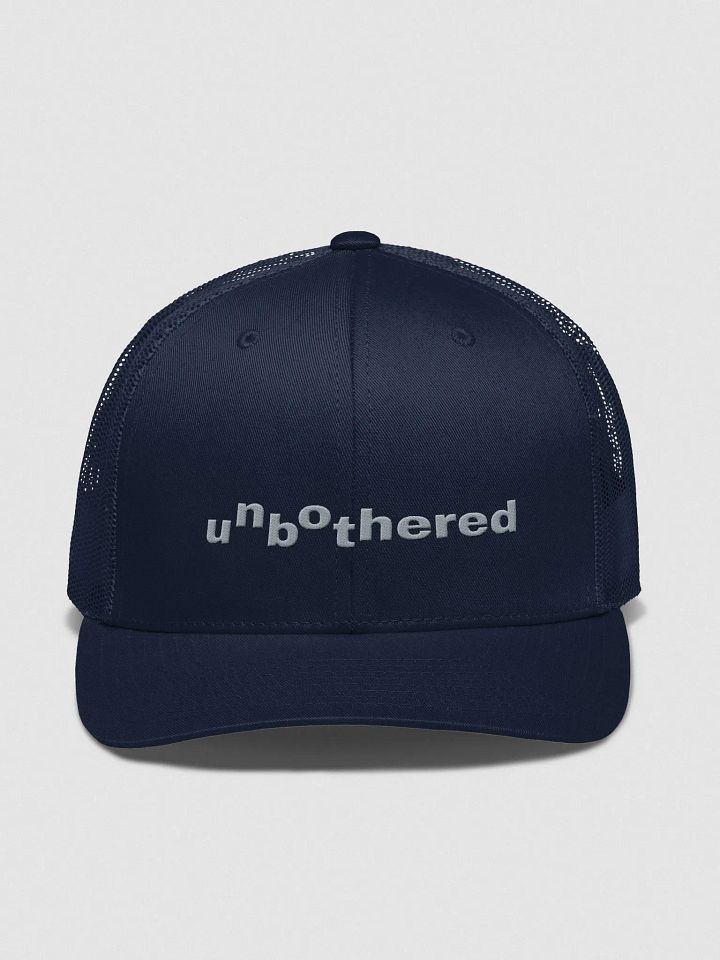 unbothered Trucker Snapback - grey text product image (1)