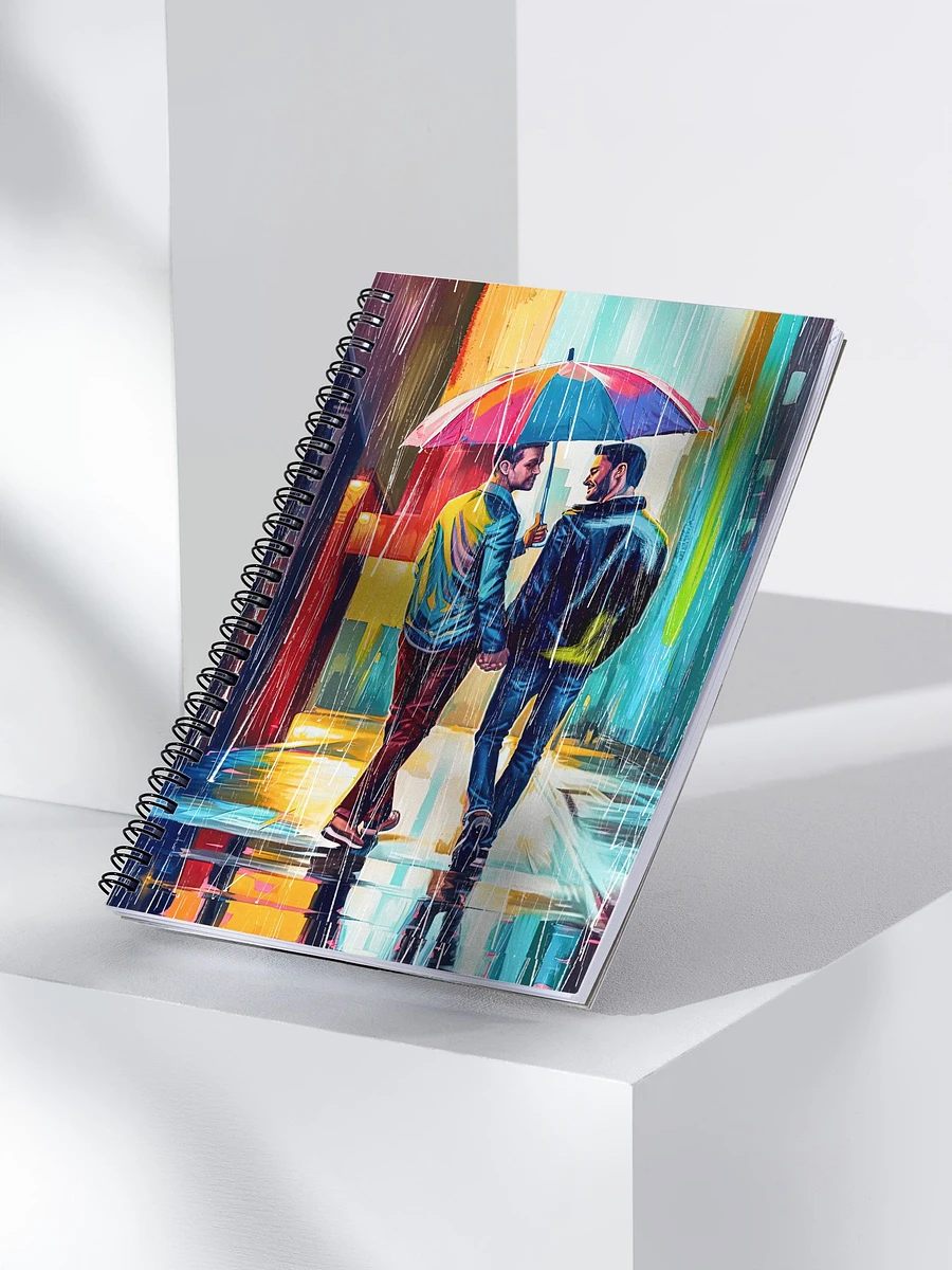 Gay Couple In The Rain – Colorful Two Hearts Spiral Notebook product image (3)