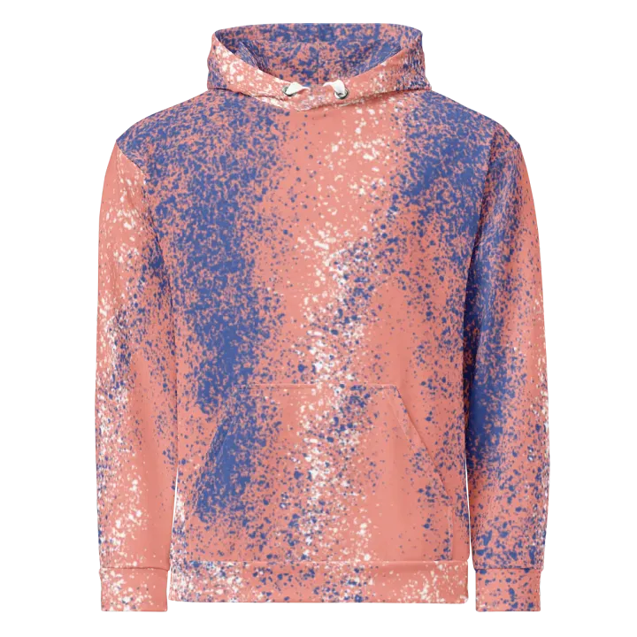 Coral & Blue Speckled Hoodie – Soft, Sporty & Eco-Friendly product image (1)