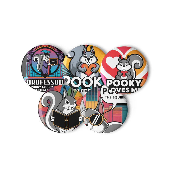 Original Pooky Artwork Buttons: Set of Five -C product image (3)