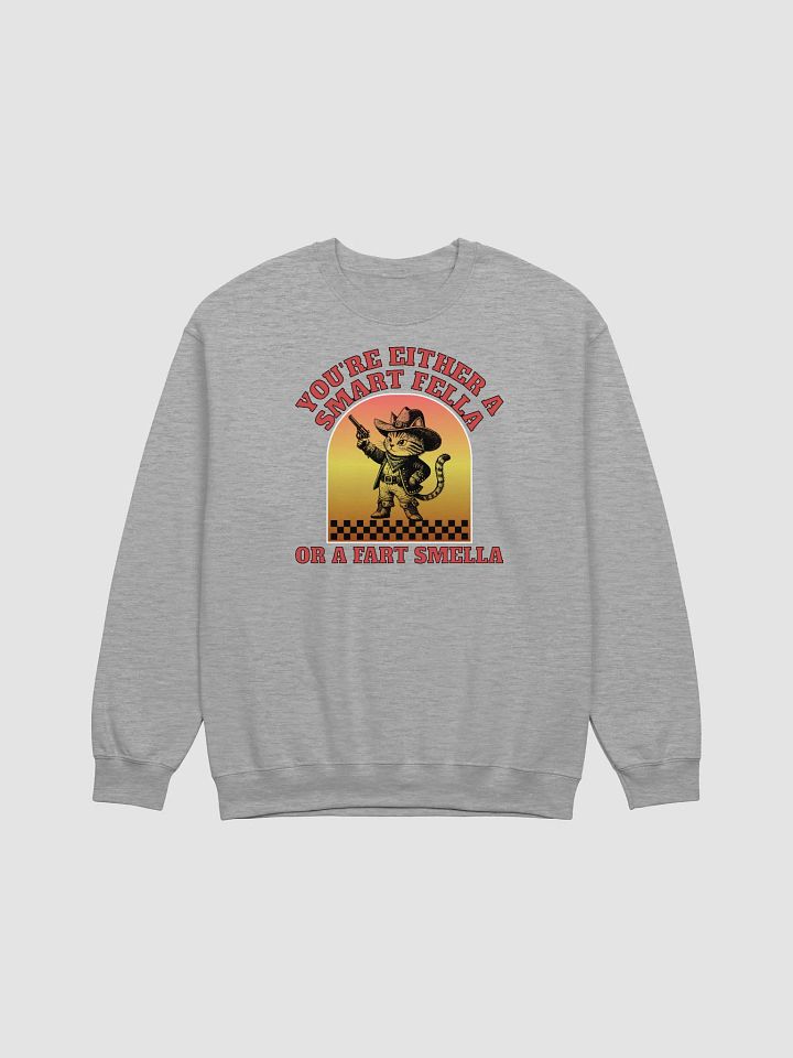 Youre Either A Smart Fella Or A Fart Smella Cat Cowboy Pistolero Crewneck Sweatshirt product image (19)
