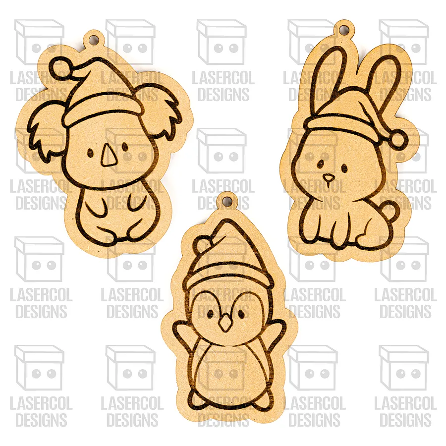 Cute Animals Christmas Ornaments - Laser Cut Files product image (8)