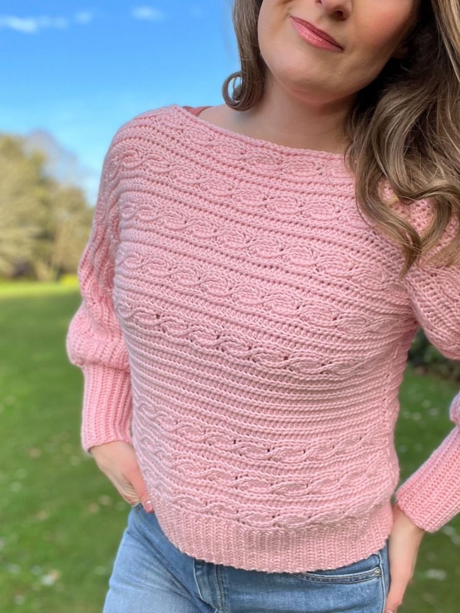 Deidra Crop Crochet Sweater Pattern / Knit Look Crochet Cable Jumper / Pdf Crochet Pattern product image (4)
