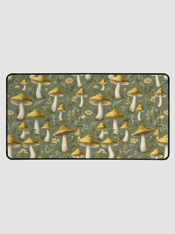Desk Mat (31.5x15.5 inches) - Golden Mushrooms on a Dark Green Background product image (1)