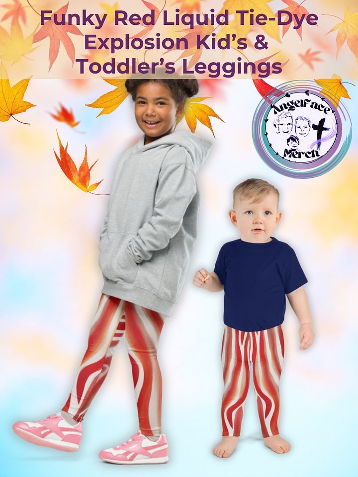 Funky Red Liquid Tie-Dye Explosion Kid's and Toddler's Leggings product image (1)